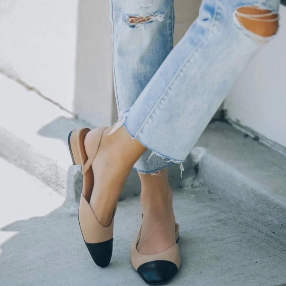 Coco Two Tone Flat Slingback Shoe - Picture 3 of 4